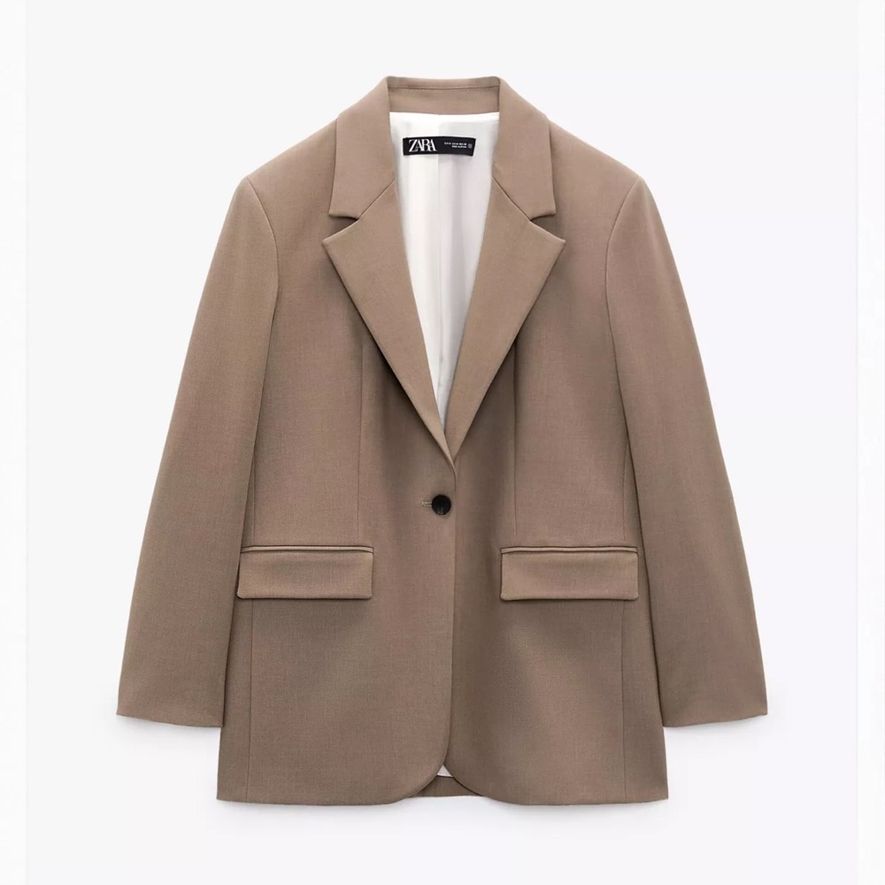 Zara Women's Light Brown Single-Button Blazer